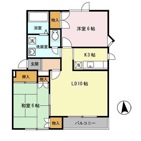 メイユールアリアムAB(2LDK/1階)の間取り写真