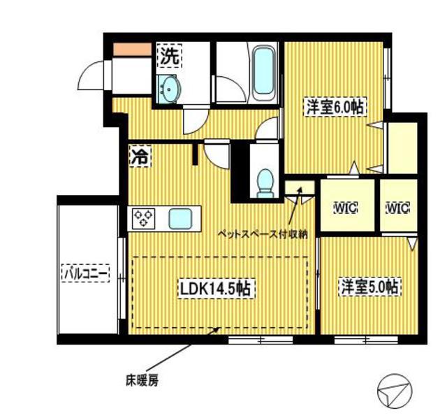 アノイエ 東棟(2LDK/3階)の間取り写真