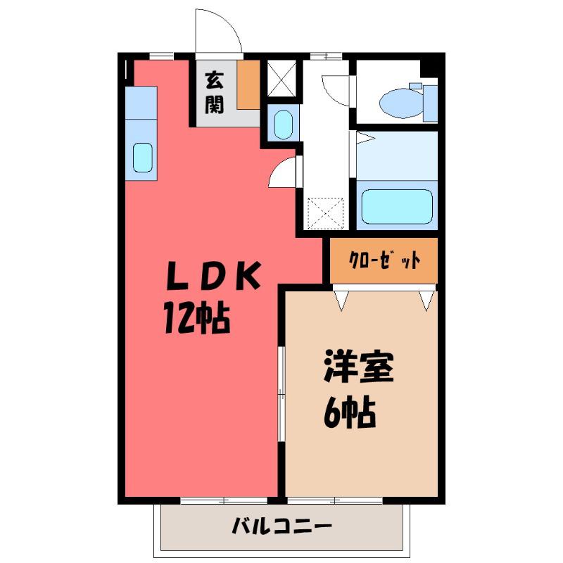 ガーデンヒルズIII(1LDK/2階)の間取り写真