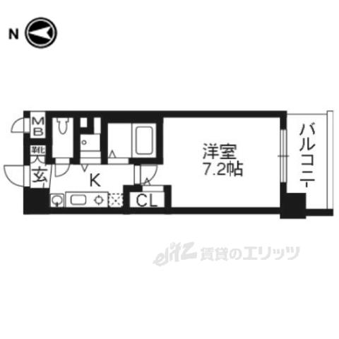プレサンス京都修学院305(1K/3階)の間取り写真