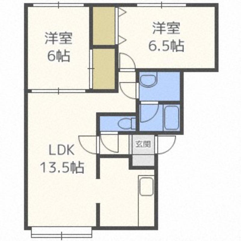 エストラージュ西野壱番館(2LDK/2階)の間取り写真