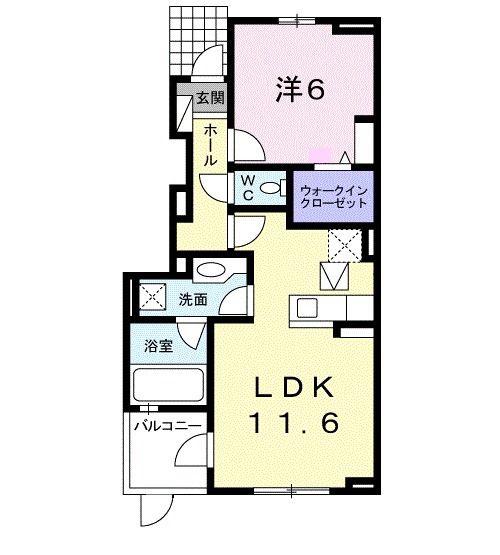 プリムローズ(1LDK/1階)の間取り写真