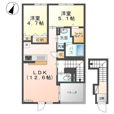 クレール(2LDK/2階)の間取り写真