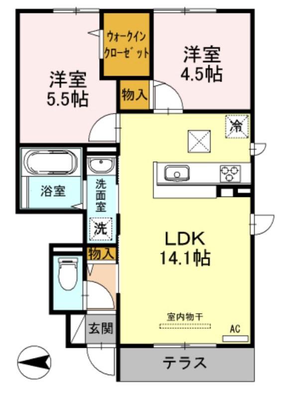 アネシス御立(2LDK/1階)の間取り写真