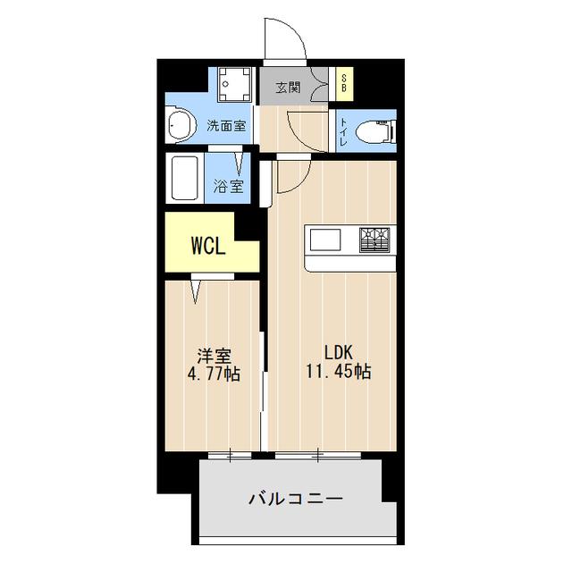 LIBTH南熊本駅前(1LDK/9階)の間取り写真