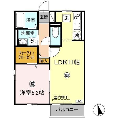 ノースウイング(1LDK/1階)の間取り写真