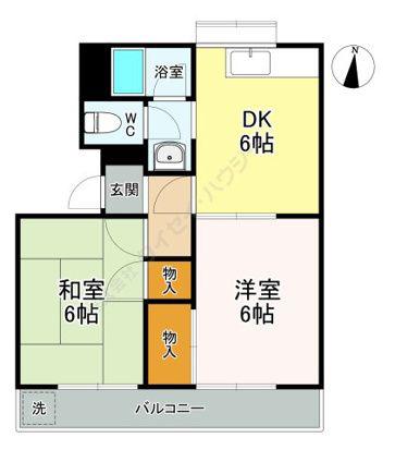 コーポリバティ(2DK/2階)の間取り写真