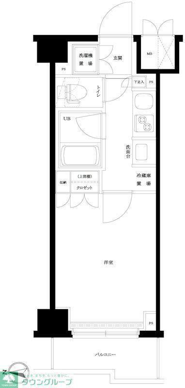 ルーブル川崎上平間(1K/8階)の間取り写真