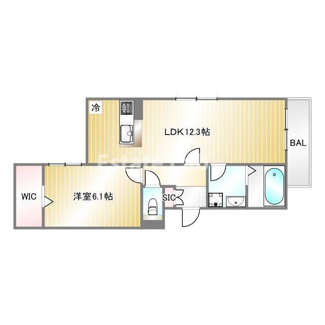 ザ・アパートメント谷上(1LDK/1階)の間取り写真
