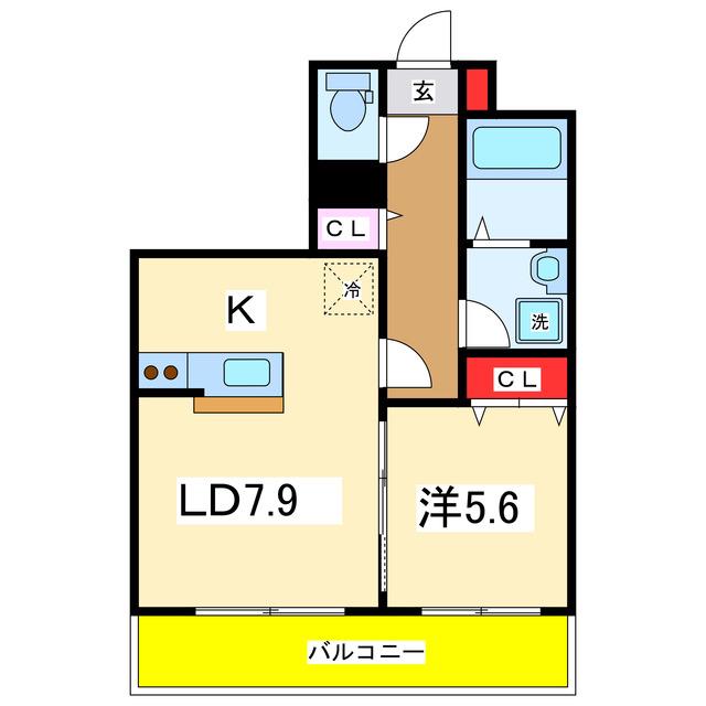 HERO近江(1LDK/4階)の間取り写真