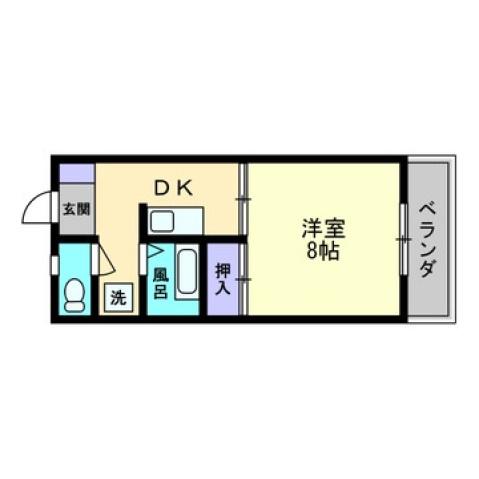 ヴィラ二葉の里(1K/2階)の間取り写真
