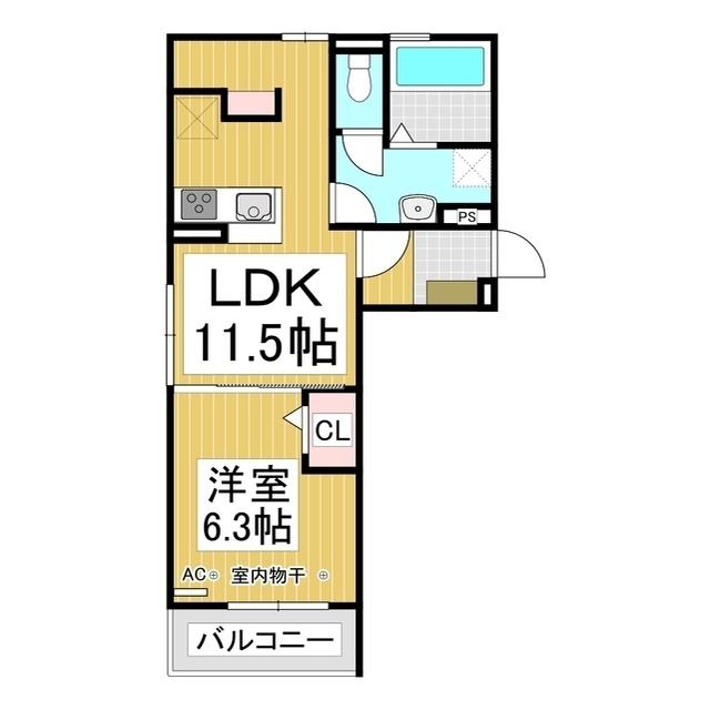  オーキッド(1LDK/1階)の間取り写真