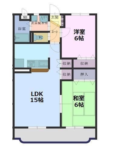 サンフラワー(2LDK/1階)の間取り写真