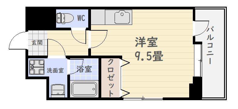 エミール上本町(ワンルーム/3階)の間取り写真