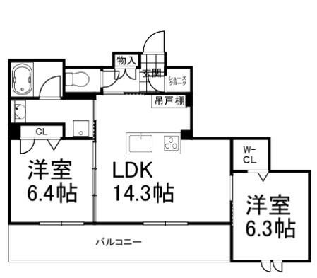 SHAMAISON FELICIA(2LDK/1階)の間取り写真