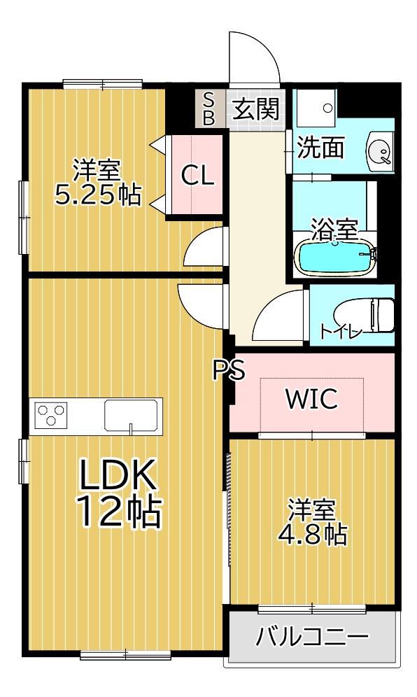 プレステージ永犬丸(2LDK/3階)の間取り写真