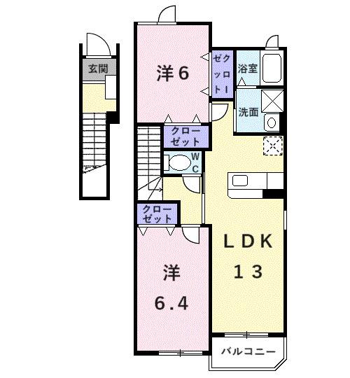 エスプワール(2LDK/1階)の間取り写真