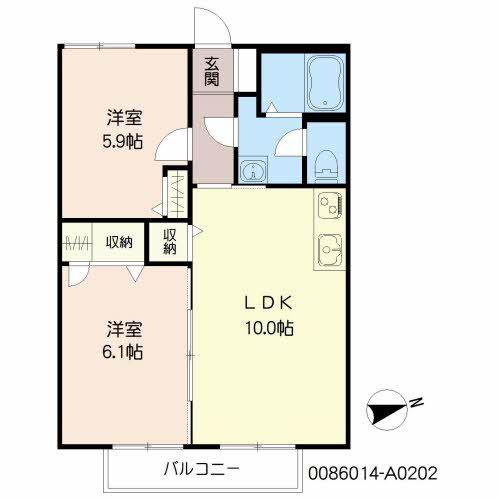 グリーンハイツ(2LDK/2階)の間取り写真