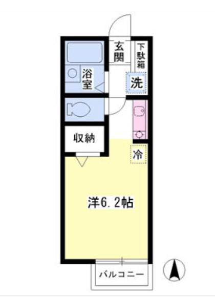 シルフィア(ワンルーム/2階)の間取り写真