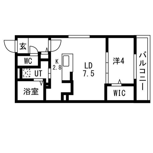 ブランシャール北11東11A棟(1LDK/2階)の間取り写真