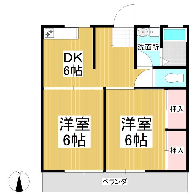 加増ハイツ(2DK/1階)の間取り写真