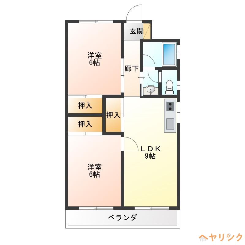 レジデンスヒルズ向台(2LDK/3階)の間取り写真