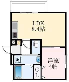 ALEGRIA道明寺(1LDK/2階)の間取り写真