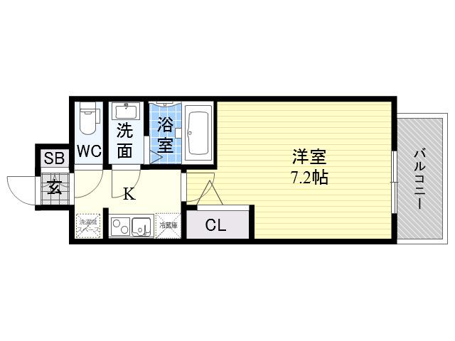 クリスタルグランツ都島本通(1K/4階)の間取り写真