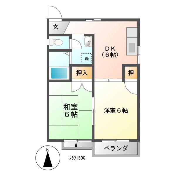 メゾンロアール(2DK/1階)の間取り写真