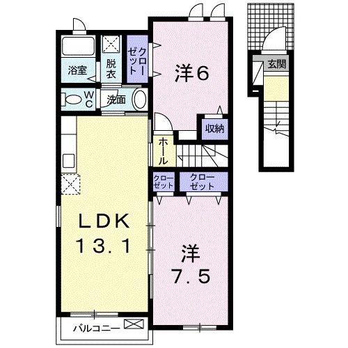 プリムローズ(2LDK/2階)の間取り写真