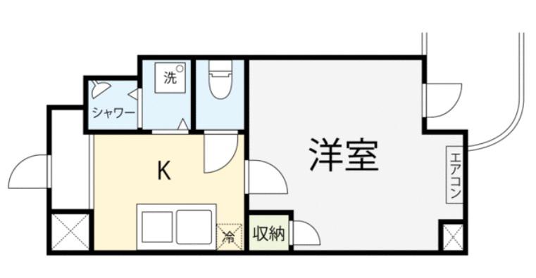 ラフイネ東銀座(1K/4階)の間取り写真