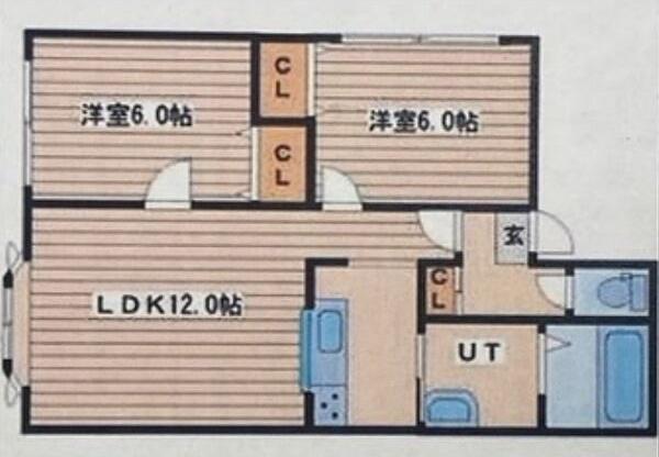 カーサデリヤ(2LDK/3階)の間取り写真