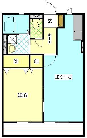 クレスト B(1LDK/2階)の間取り写真