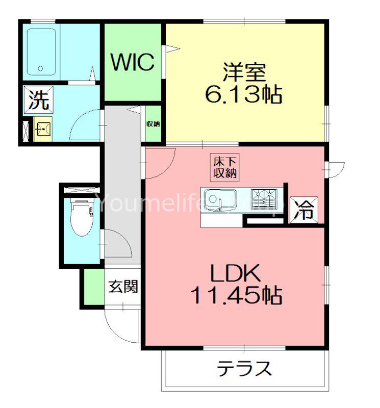 蒼の杜 風(1LDK/1階)の間取り写真