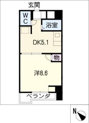 グランドール新栄(1DK/6階)の間取り写真