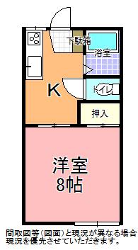 酒門ヤングパレスD&Y(1K/1階)の間取り写真