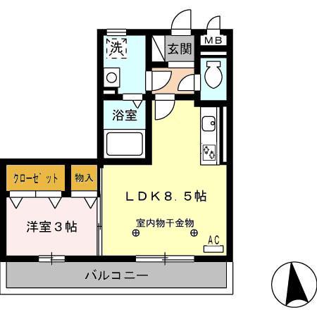 ネオステージ(1LDK/3階)の間取り写真