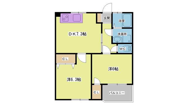 栄規ビル(2DK/2階)の間取り写真