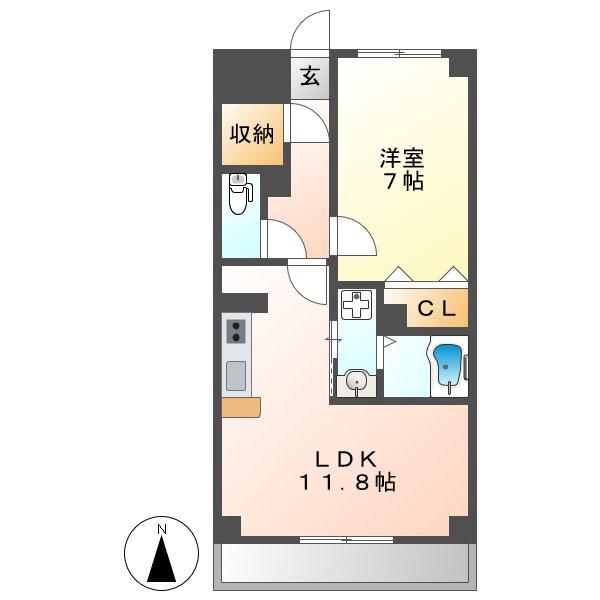 プログレス(1LDK/1階)の間取り写真