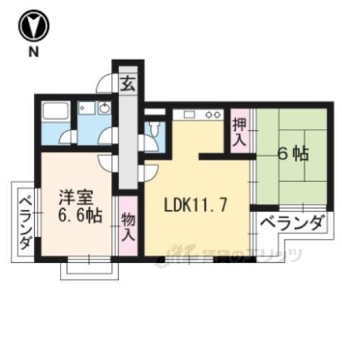 サングレール長岡京(2LDK/2階)の間取り写真