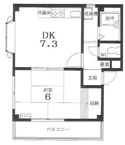 コーポ久保寺(1DK/2階)の間取り写真
