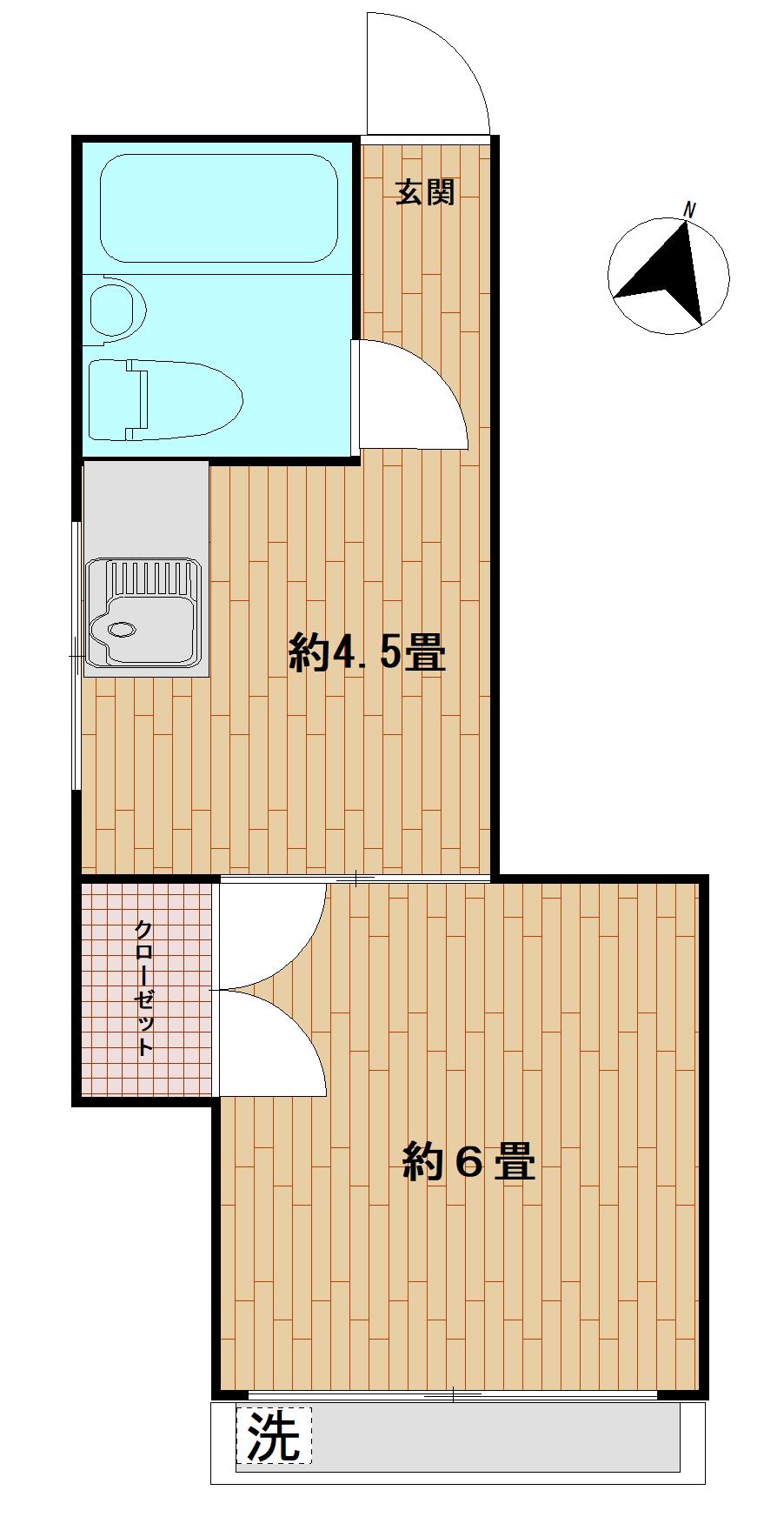 中野ハイツ(1DK/2階)の間取り写真