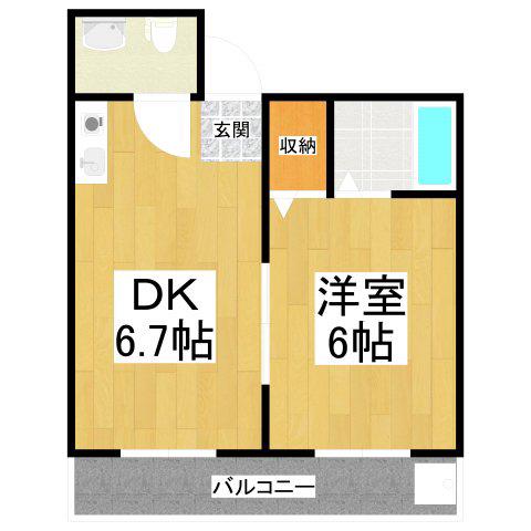 サンビーム長野(1DK/3階)の間取り写真