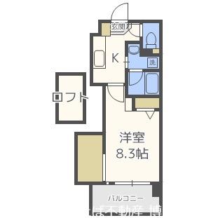 アクタス天神アネックス(1K/7階)の間取り写真