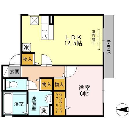 ボンボヌール(1LDK/1階)の間取り写真