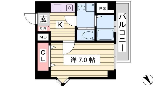 CUBE COURT(1K/8階)の間取り写真