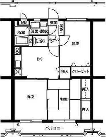 ユーミー青柳1号館(3DK/1階)の間取り写真