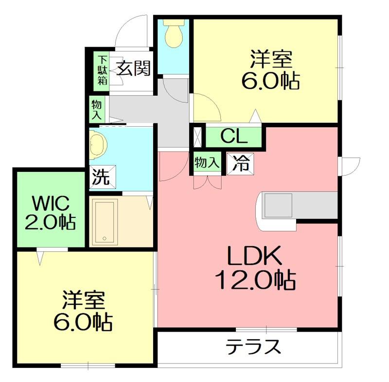 JIJI湘南(2LDK/1階)の間取り写真