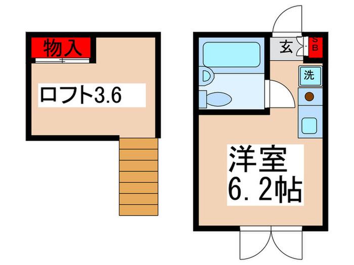 ハウスルピナス(ワンルーム/2階)の間取り写真