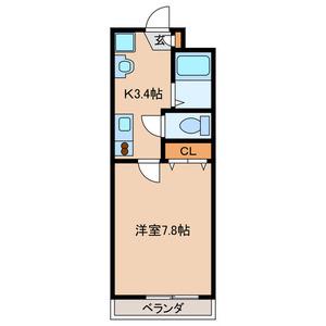 K.Y南八幡(1K/1階)の間取り写真